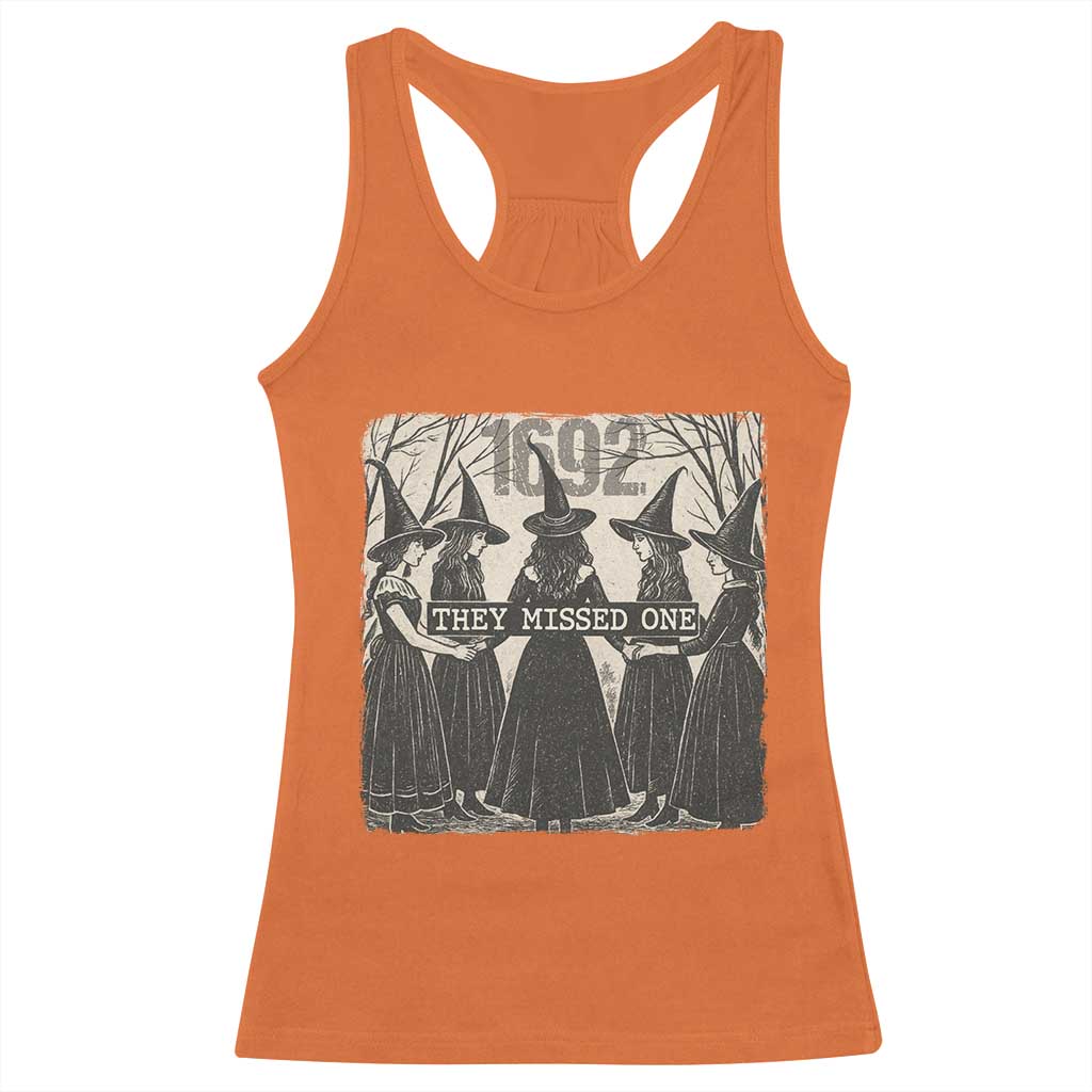1692 They Missed One Racerback Tank Top Halloween Feminist Witch Trials - Wonder Print Shop