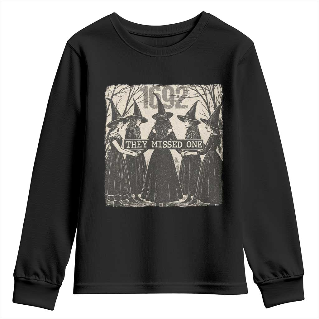 1692 They Missed One Youth Sweatshirt Halloween Feminist Witch Trials - Wonder Print Shop