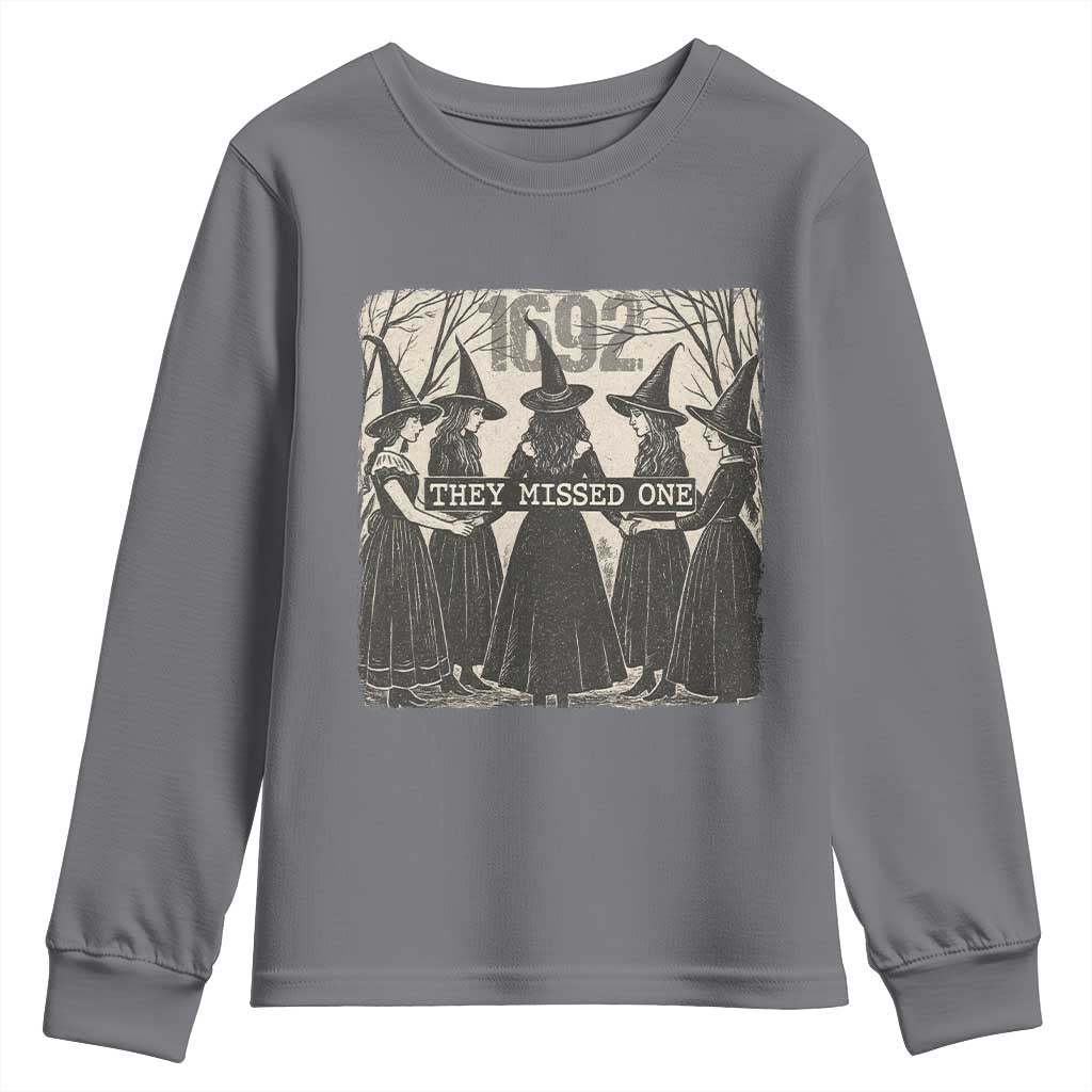 1692 They Missed One Youth Sweatshirt Halloween Feminist Witch Trials - Wonder Print Shop