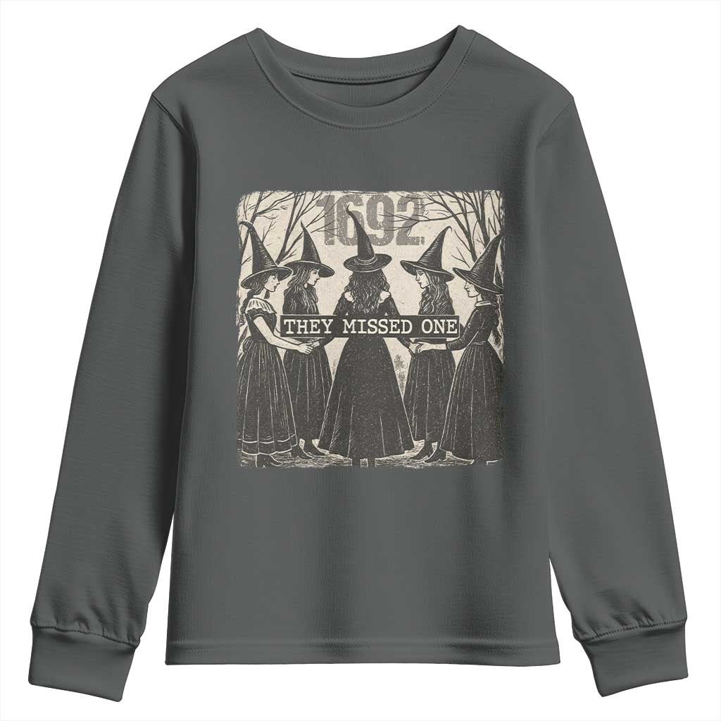 1692 They Missed One Youth Sweatshirt Halloween Feminist Witch Trials - Wonder Print Shop