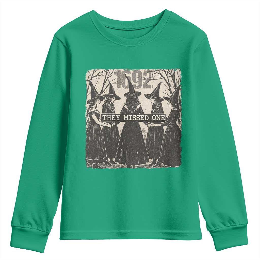 1692 They Missed One Youth Sweatshirt Halloween Feminist Witch Trials - Wonder Print Shop