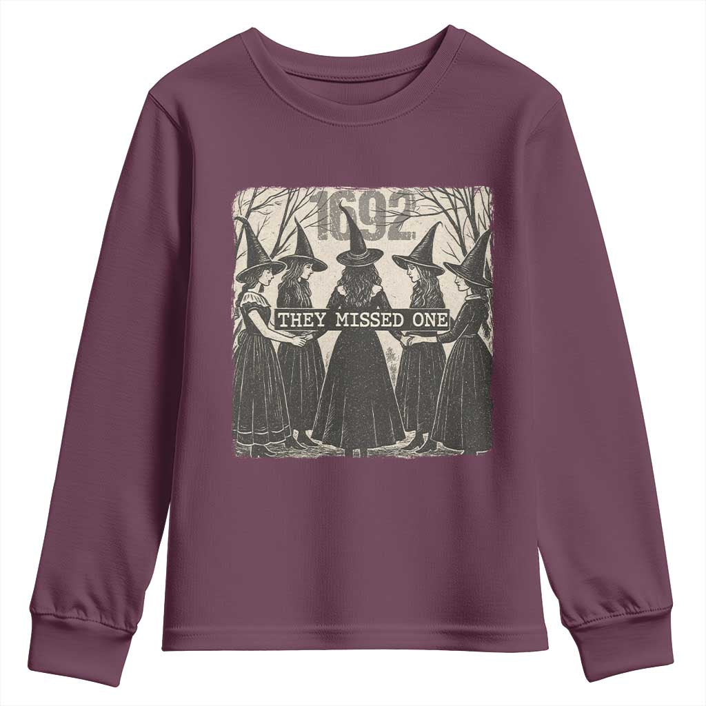 1692 They Missed One Youth Sweatshirt Halloween Feminist Witch Trials - Wonder Print Shop