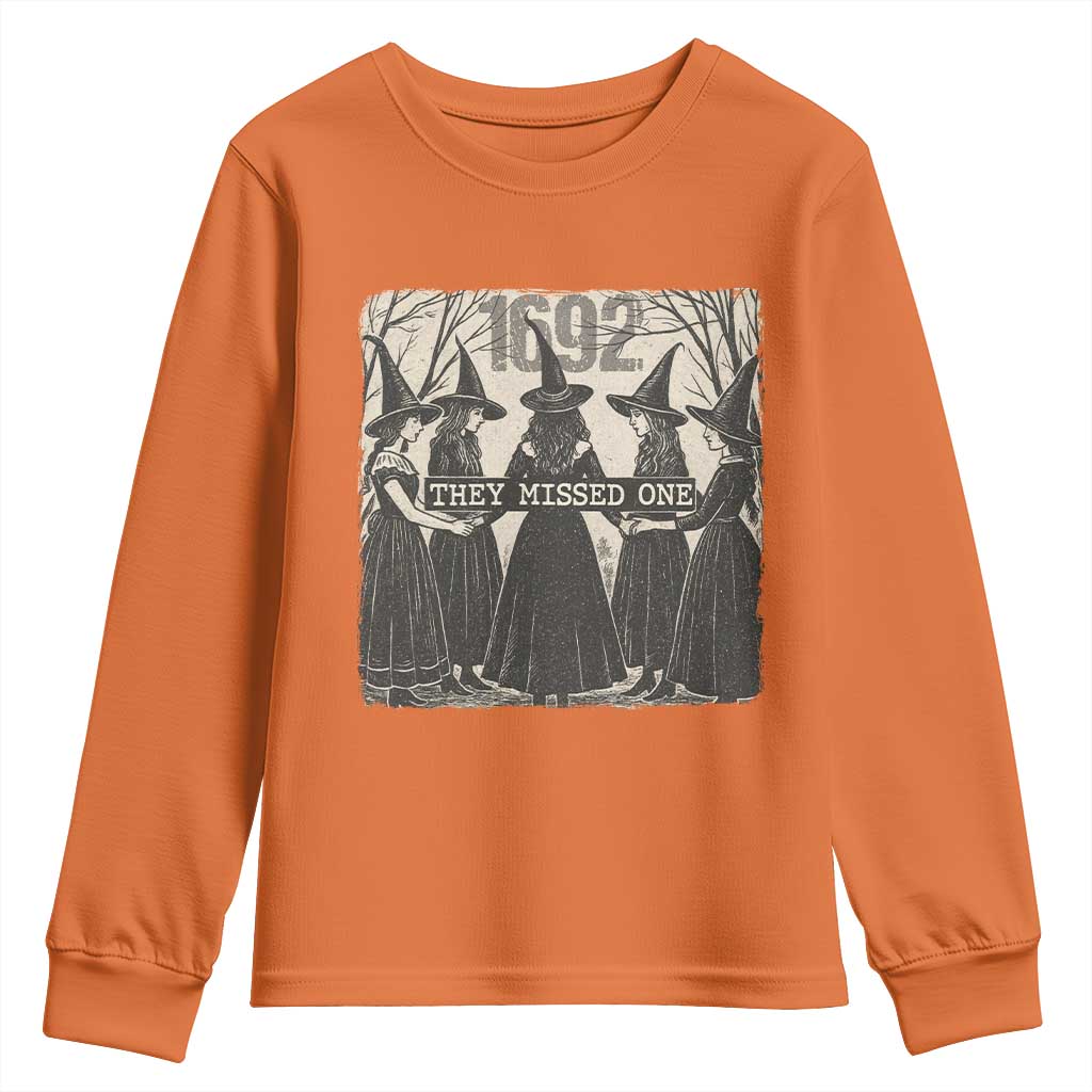 1692 They Missed One Youth Sweatshirt Halloween Feminist Witch Trials - Wonder Print Shop