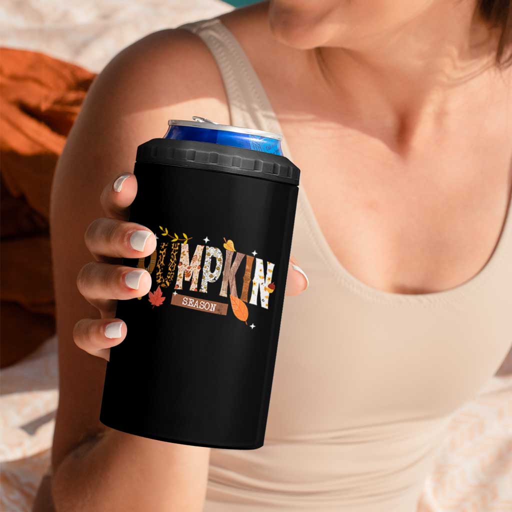 Pumpkin Season 4 in 1 Can Cooler Tumbler Fall Autumn Harvest Season Thanksgiving - Wonder Print Shop
