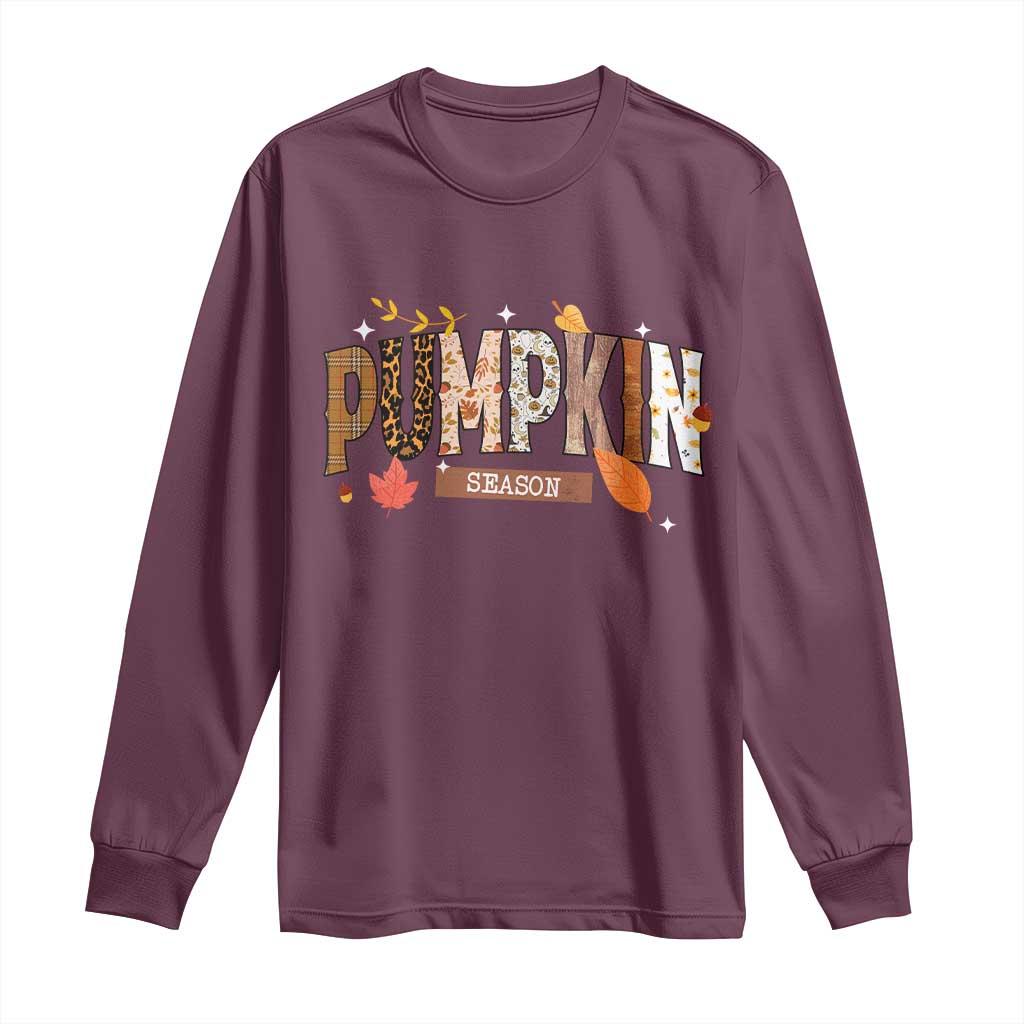 Pumpkin Season Long Sleeve Shirt Fall Autumn Harvest Season Thanksgiving - Wonder Print Shop