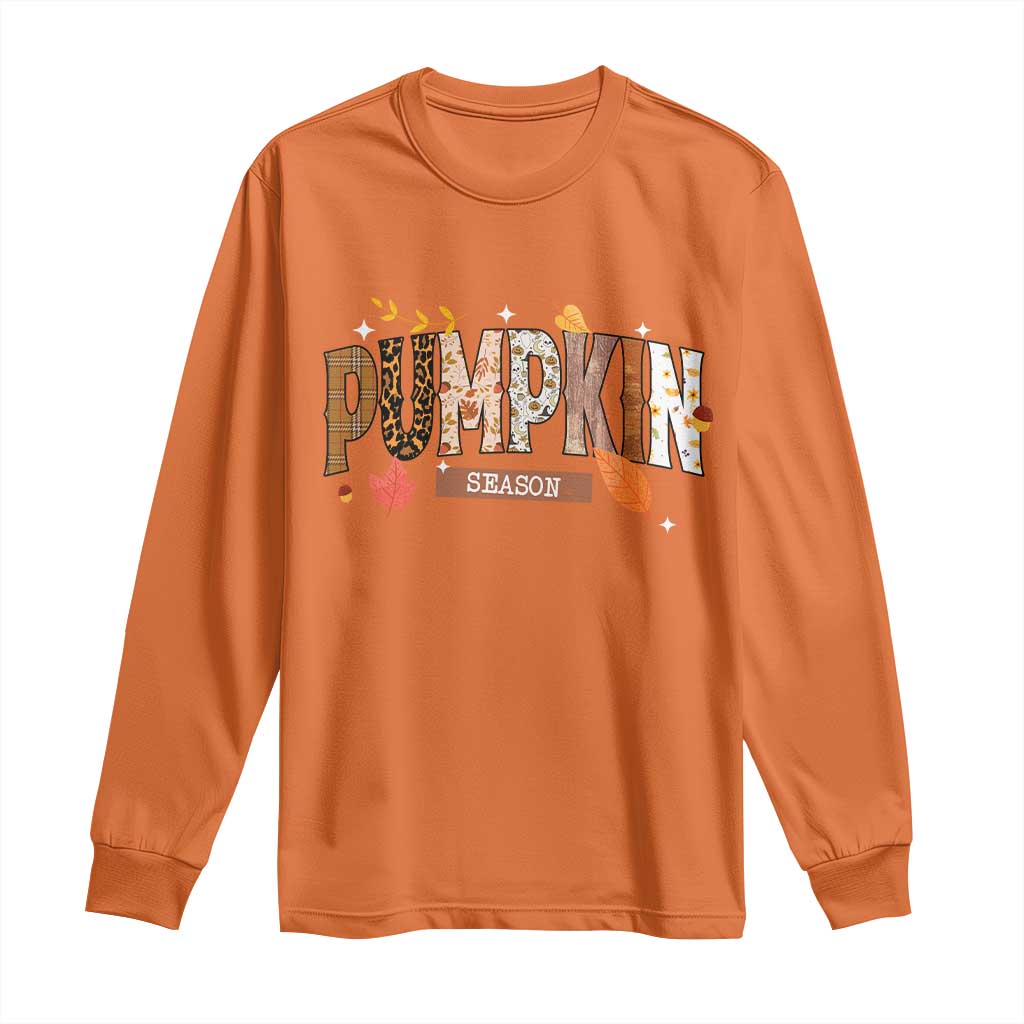 Pumpkin Season Long Sleeve Shirt Fall Autumn Harvest Season Thanksgiving - Wonder Print Shop