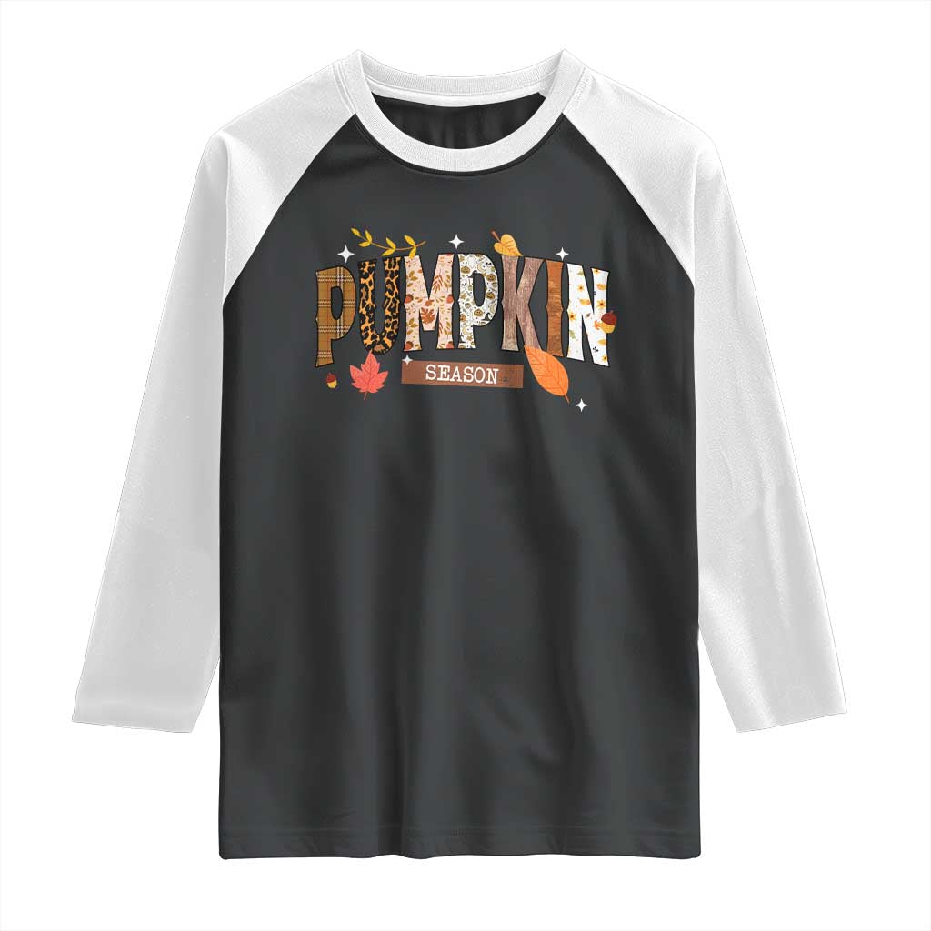 Pumpkin Season Raglan Shirt Fall Autumn Harvest Season Thanksgiving - Wonder Print Shop