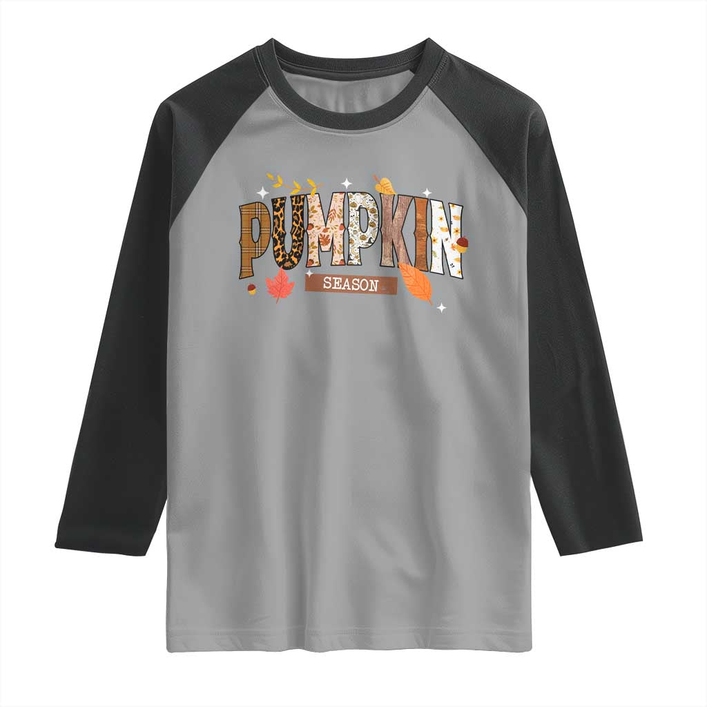 Pumpkin Season Raglan Shirt Fall Autumn Harvest Season Thanksgiving - Wonder Print Shop