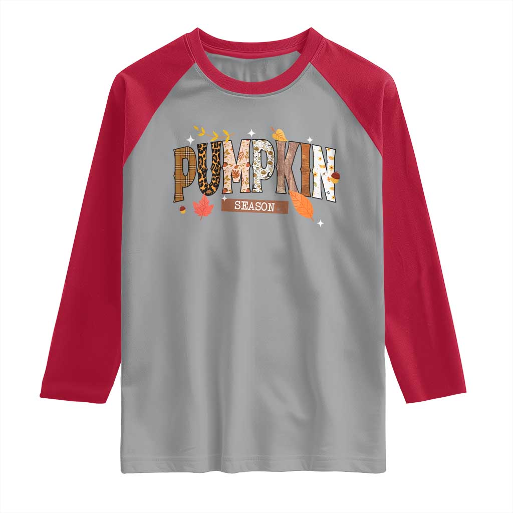 Pumpkin Season Raglan Shirt Fall Autumn Harvest Season Thanksgiving - Wonder Print Shop