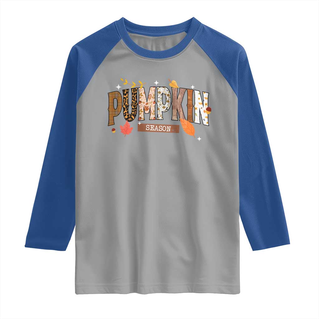 Pumpkin Season Raglan Shirt Fall Autumn Harvest Season Thanksgiving - Wonder Print Shop