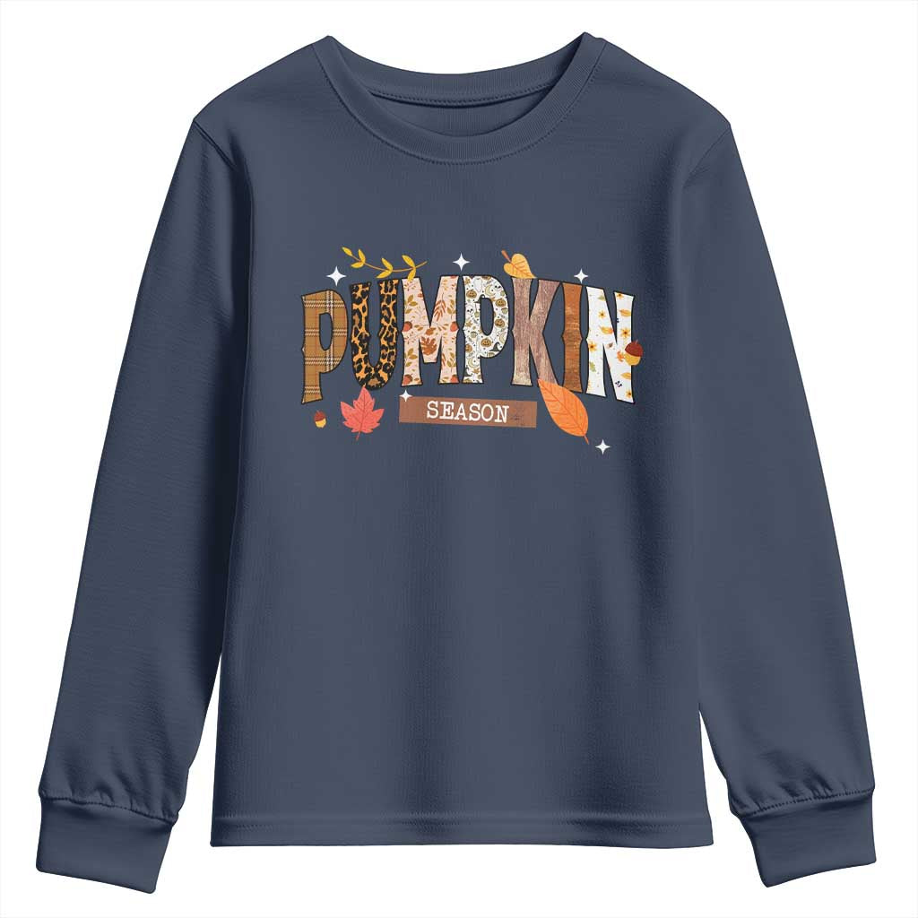 Pumpkin Season Youth Sweatshirt Fall Autumn Harvest Season Thanksgiving - Wonder Print Shop