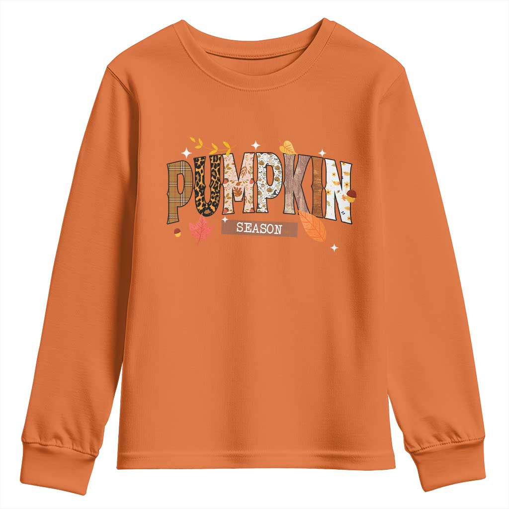 Pumpkin Season Youth Sweatshirt Fall Autumn Harvest Season Thanksgiving - Wonder Print Shop