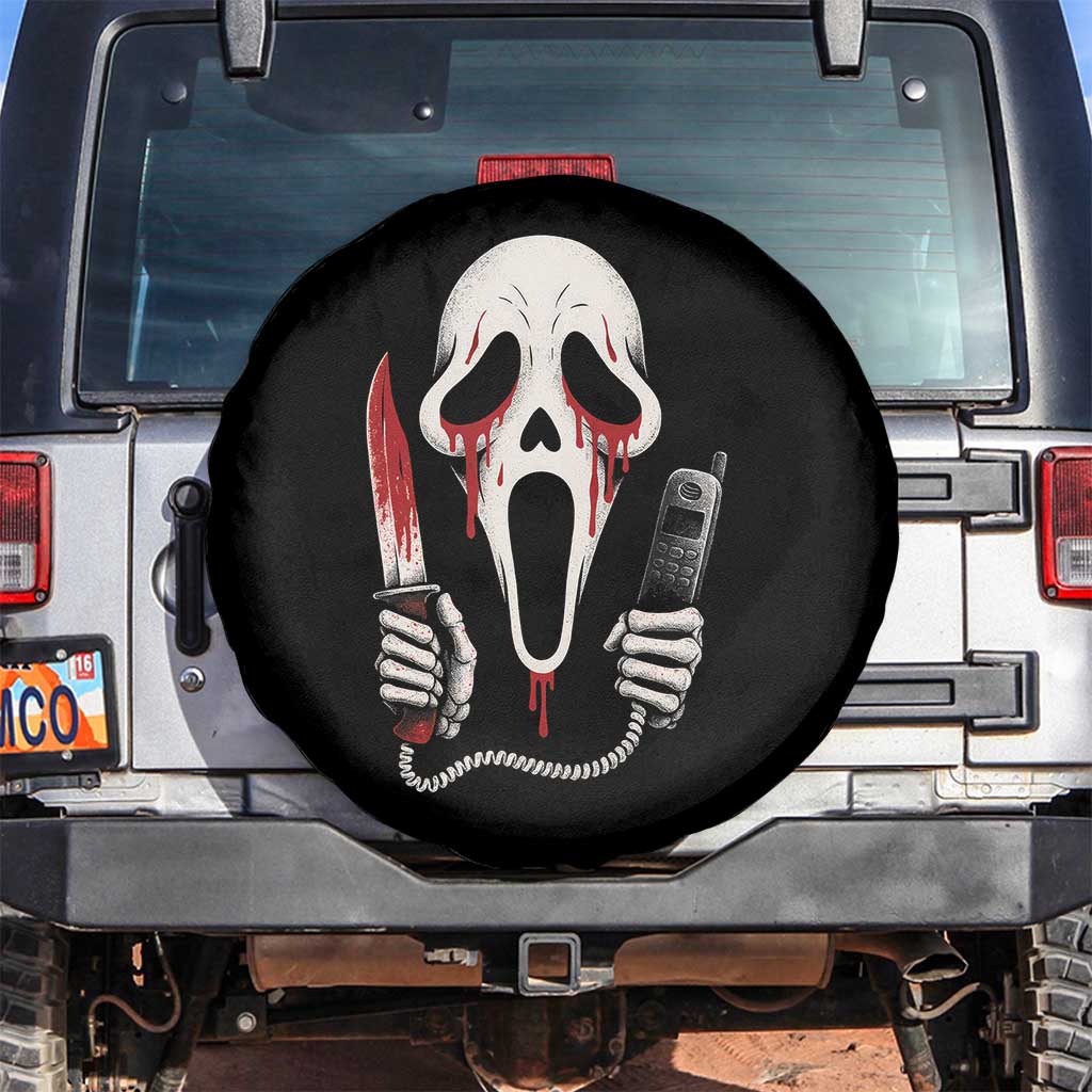 Funny Halloween Scary Face Ghost Spare Tire Cover Horror Slasher Bloody Knife - Wonder Print Shop