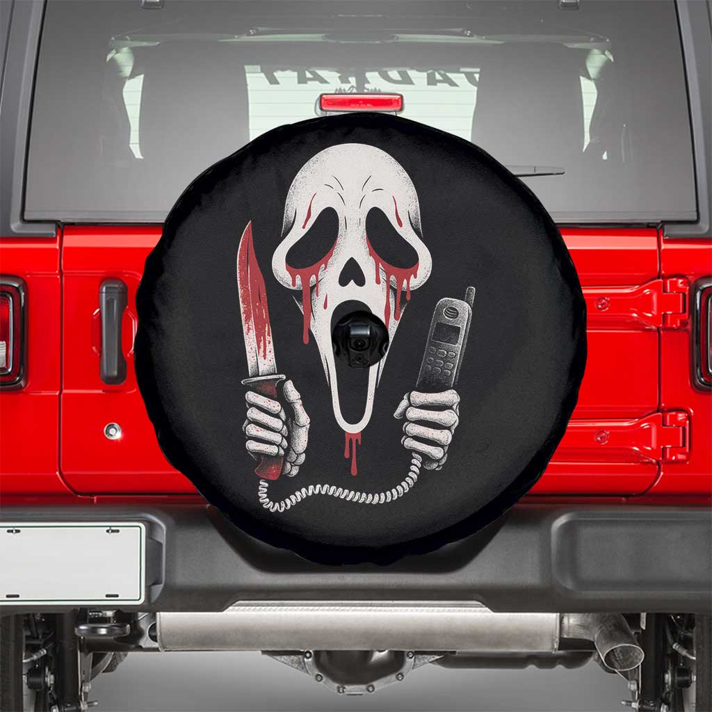 Funny Halloween Scary Face Ghost Spare Tire Cover Horror Slasher Bloody Knife - Wonder Print Shop
