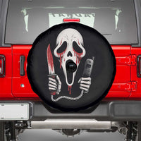 Funny Halloween Scary Face Ghost Spare Tire Cover Horror Slasher Bloody Knife - Wonder Print Shop