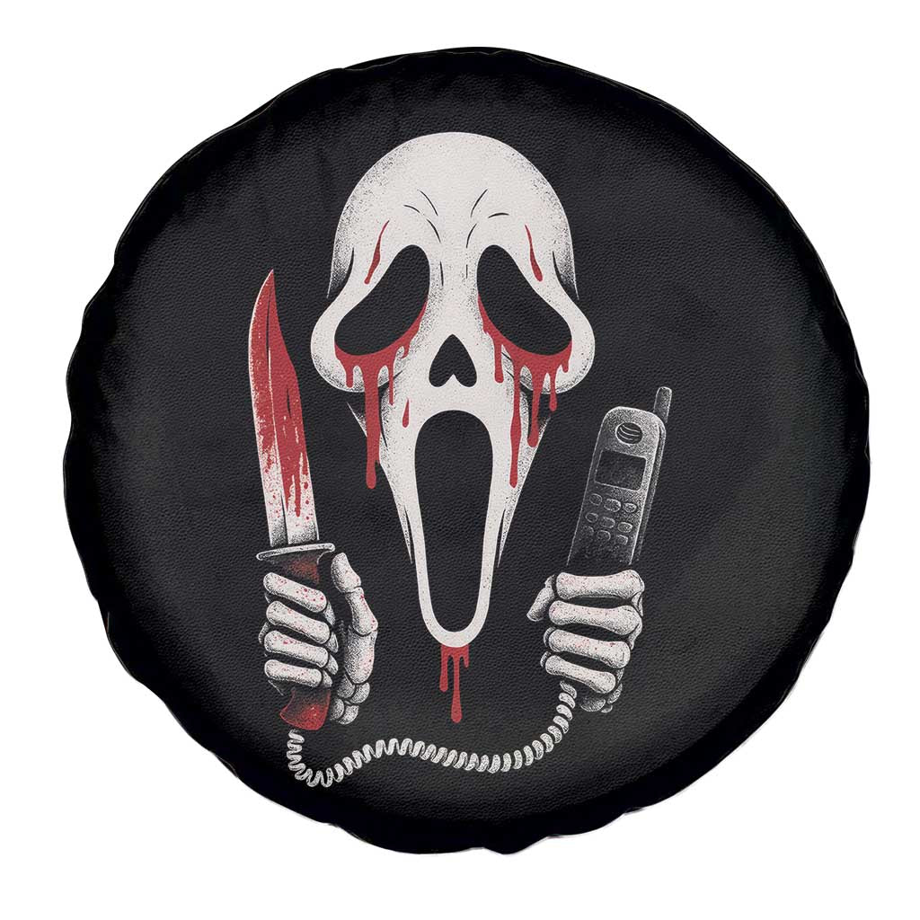 Funny Halloween Scary Face Ghost Spare Tire Cover Horror Slasher Bloody Knife - Wonder Print Shop