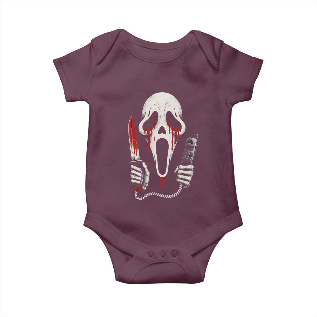 Funny Halloween Scary Face Ghost Baby Onesie Horror Slasher Bloody Knife - Wonder Print Shop