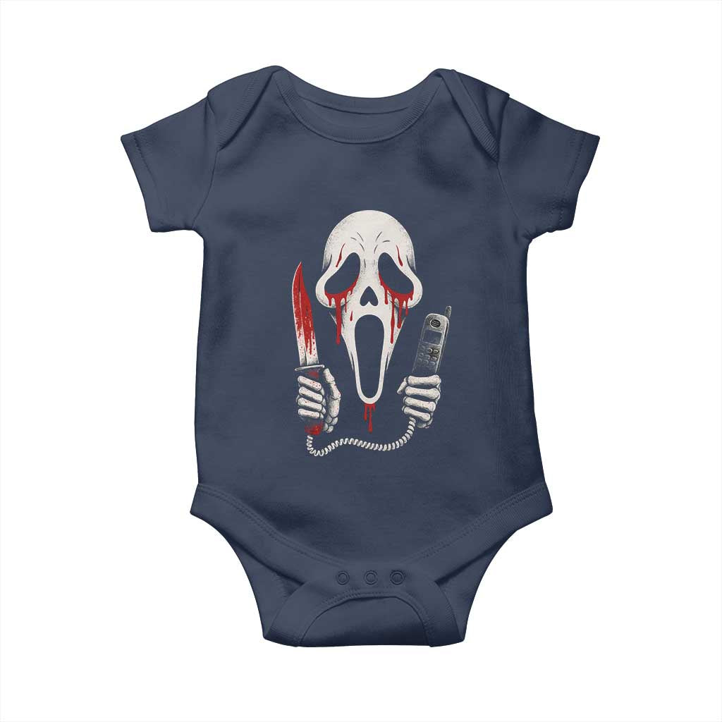 Funny Halloween Scary Face Ghost Baby Onesie Horror Slasher Bloody Knife - Wonder Print Shop