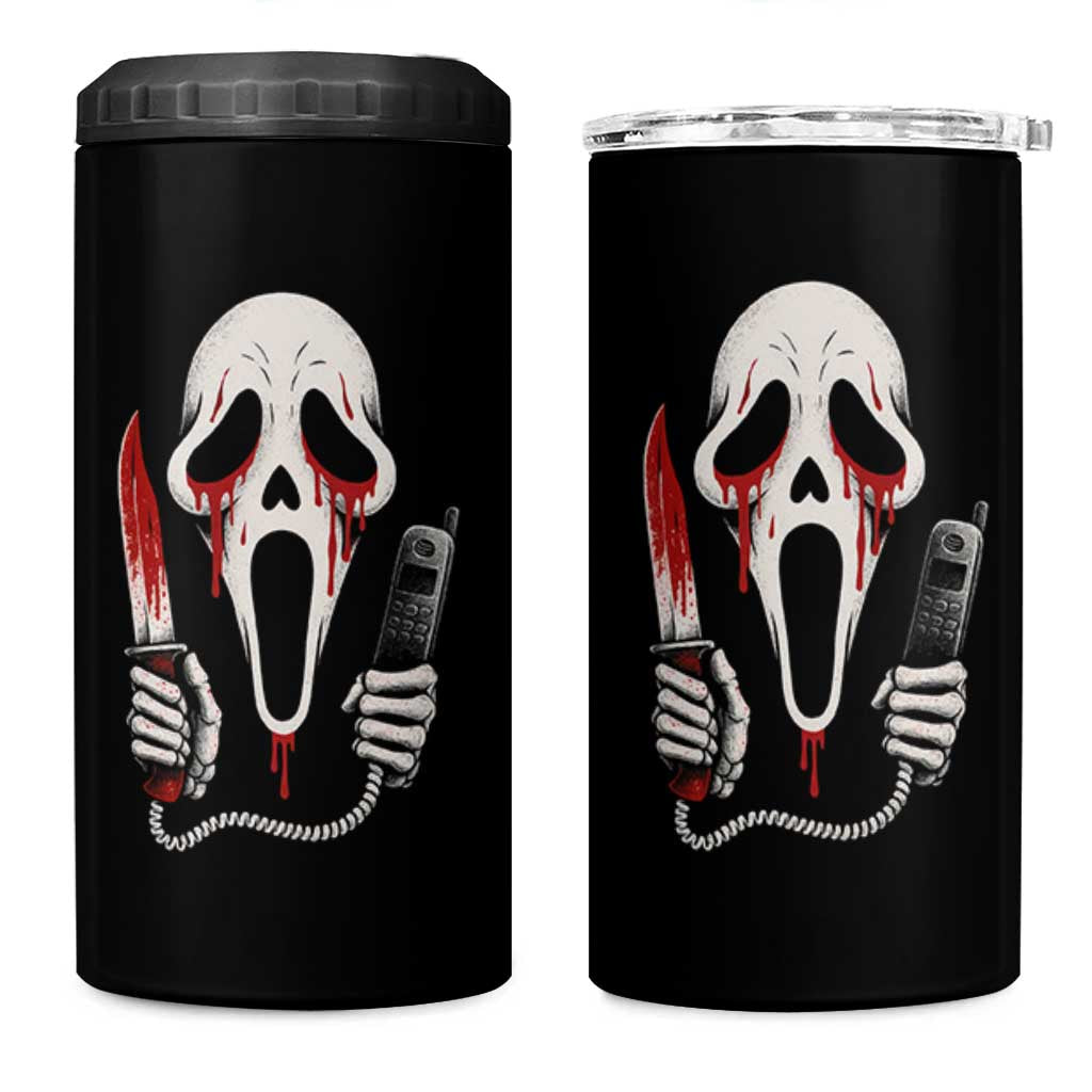 Funny Halloween Scary Face Ghost 4 in 1 Can Cooler Tumbler Horror Slasher Bloody Knife - Wonder Print Shop