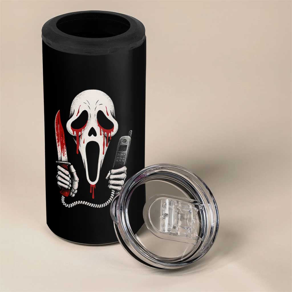 Funny Halloween Scary Face Ghost 4 in 1 Can Cooler Tumbler Horror Slasher Bloody Knife - Wonder Print Shop
