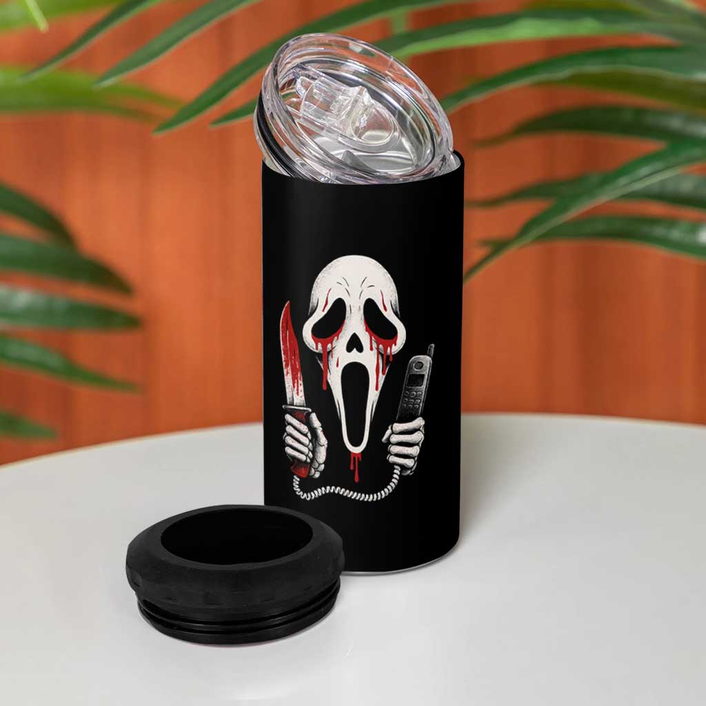 Funny Halloween Scary Face Ghost 4 in 1 Can Cooler Tumbler Horror Slasher Bloody Knife - Wonder Print Shop