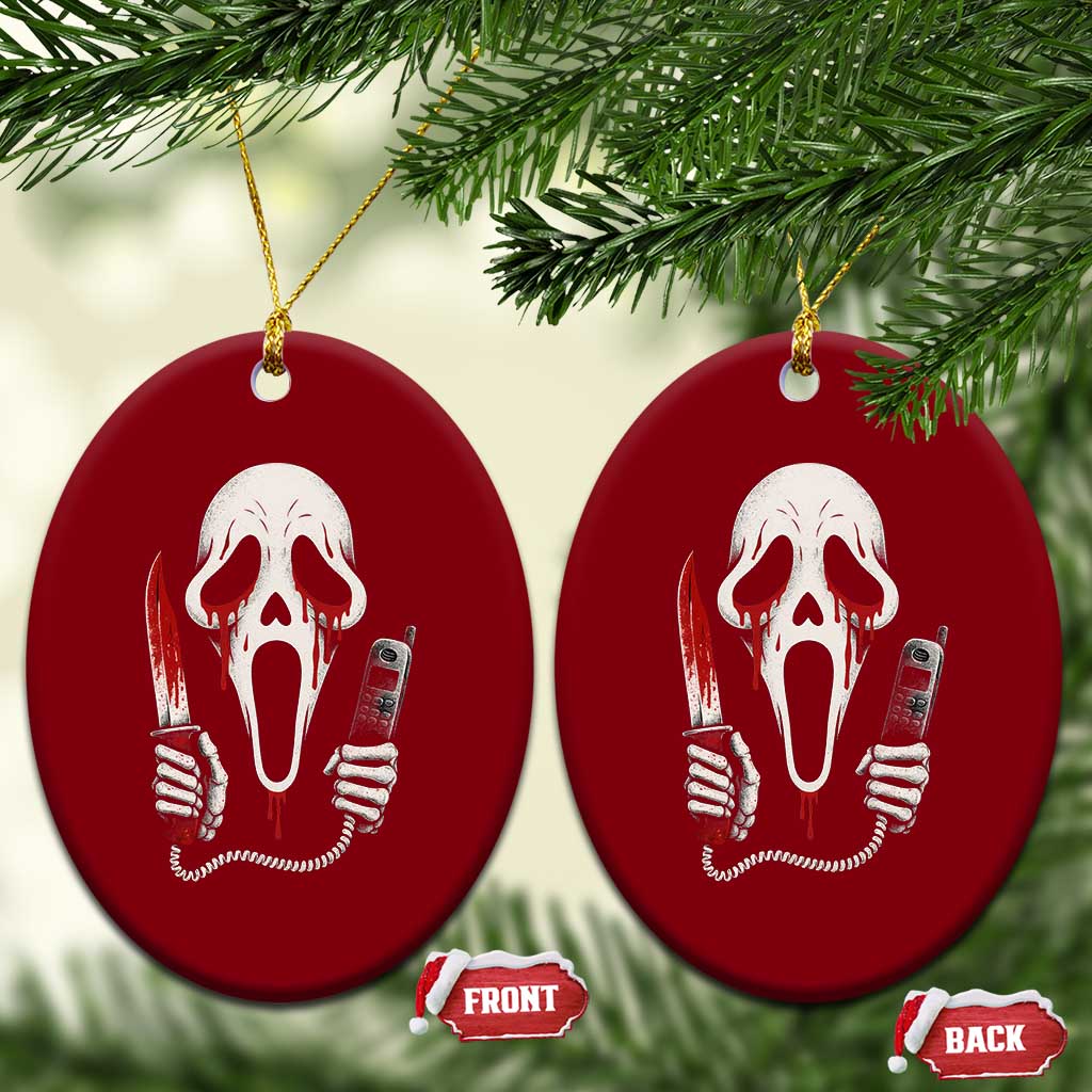 Funny Halloween Scary Face Ghost Ceramic Ornament Horror Slasher Bloody Knife - Wonder Print Shop