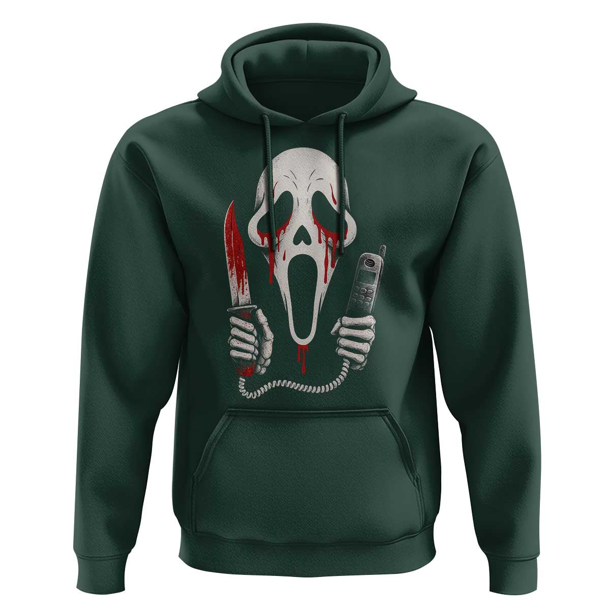 Funny Halloween Scary Face Ghost Hoodie Horror Slasher Bloody Knife - Wonder Print Shop