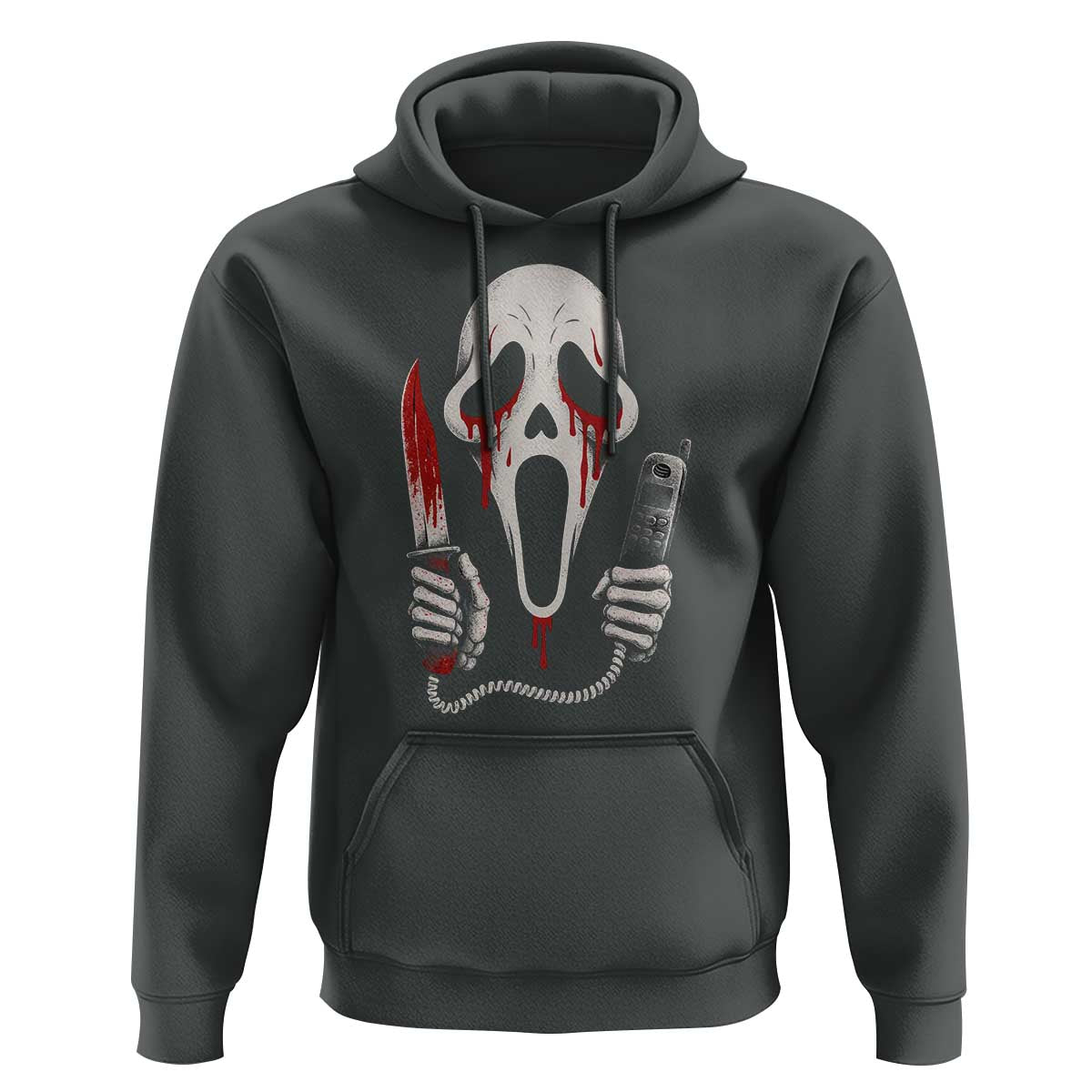 Funny Halloween Scary Face Ghost Hoodie Horror Slasher Bloody Knife - Wonder Print Shop