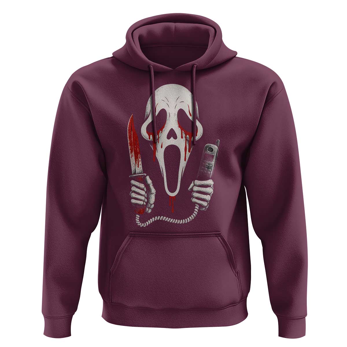 Funny Halloween Scary Face Ghost Hoodie Horror Slasher Bloody Knife - Wonder Print Shop