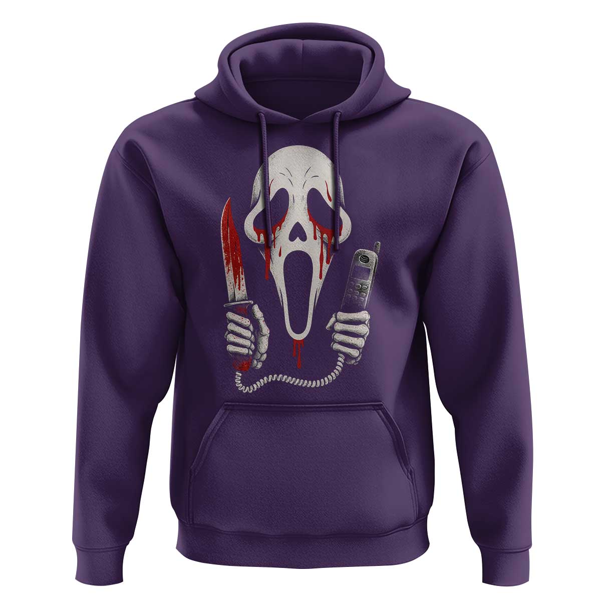 Funny Halloween Scary Face Ghost Hoodie Horror Slasher Bloody Knife - Wonder Print Shop