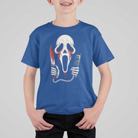Funny Halloween Scary Face Ghost T Shirt For Kid Horror Slasher Bloody Knife - Wonder Print Shop