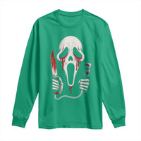 Funny Halloween Scary Face Ghost Long Sleeve Shirt Horror Slasher Bloody Knife - Wonder Print Shop