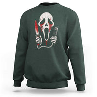 Funny Halloween Scary Face Ghost Sweatshirt Horror Slasher Bloody Knife - Wonder Print Shop
