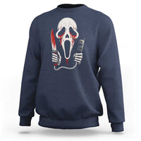 Funny Halloween Scary Face Ghost Sweatshirt Horror Slasher Bloody Knife - Wonder Print Shop