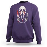 Funny Halloween Scary Face Ghost Sweatshirt Horror Slasher Bloody Knife - Wonder Print Shop