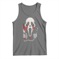 Funny Halloween Scary Face Ghost Tank Top Horror Slasher Bloody Knife - Wonder Print Shop