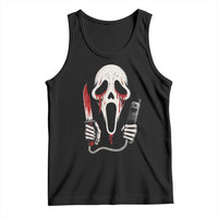 Funny Halloween Scary Face Ghost Tank Top Horror Slasher Bloody Knife - Wonder Print Shop