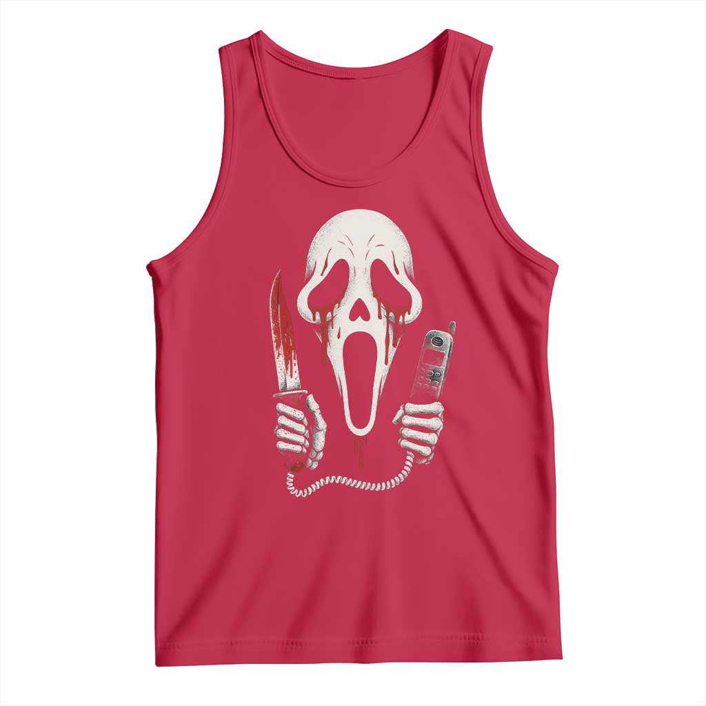 Funny Halloween Scary Face Ghost Tank Top Horror Slasher Bloody Knife - Wonder Print Shop