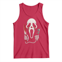 Funny Halloween Scary Face Ghost Tank Top Horror Slasher Bloody Knife - Wonder Print Shop