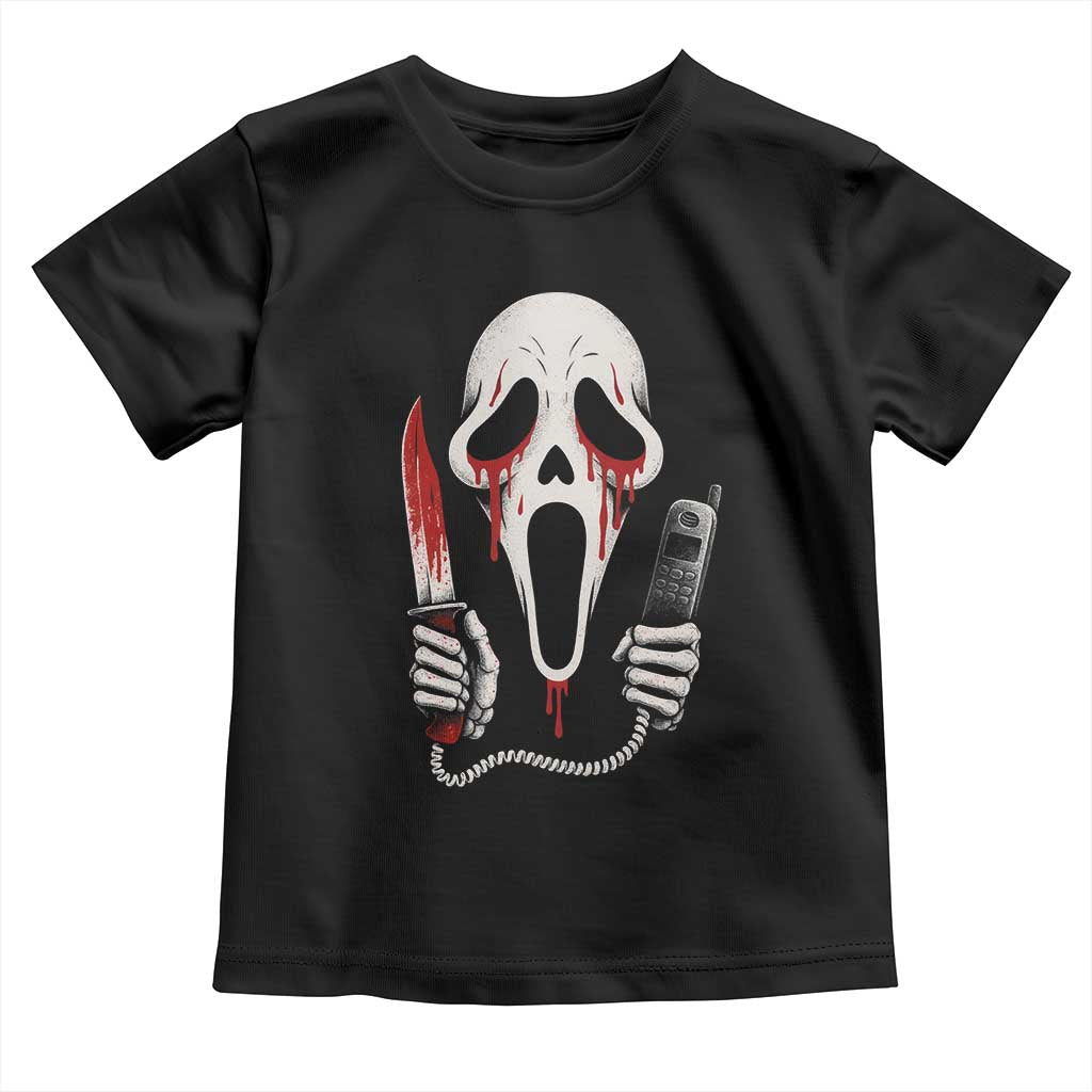 Funny Halloween Scary Face Ghost Toddler T Shirt Horror Slasher Bloody Knife - Wonder Print Shop
