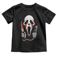 Funny Halloween Scary Face Ghost Toddler T Shirt Horror Slasher Bloody Knife - Wonder Print Shop
