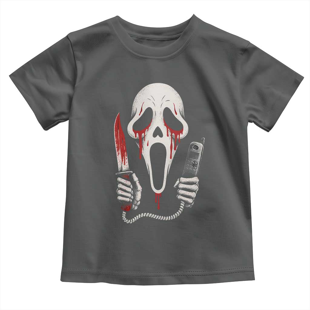 Funny Halloween Scary Face Ghost Toddler T Shirt Horror Slasher Bloody Knife - Wonder Print Shop