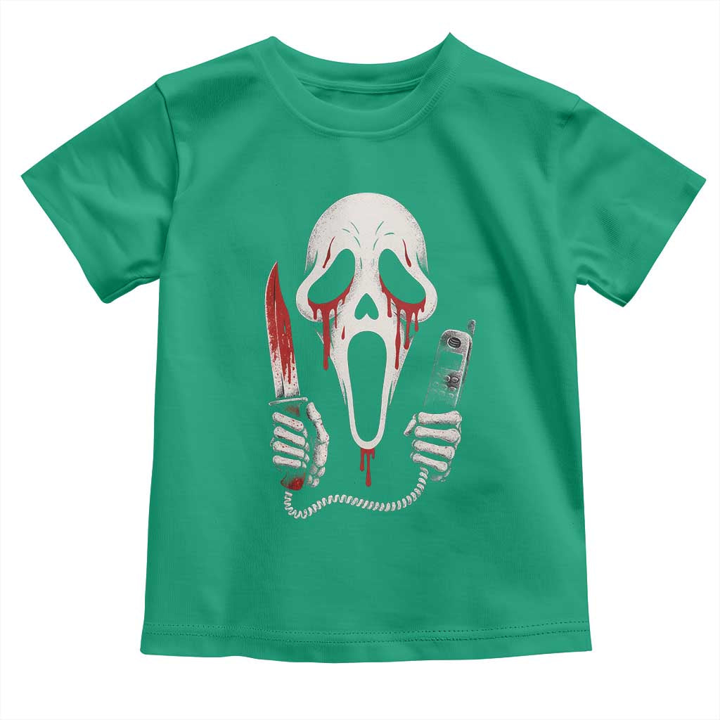 Funny Halloween Scary Face Ghost Toddler T Shirt Horror Slasher Bloody Knife - Wonder Print Shop