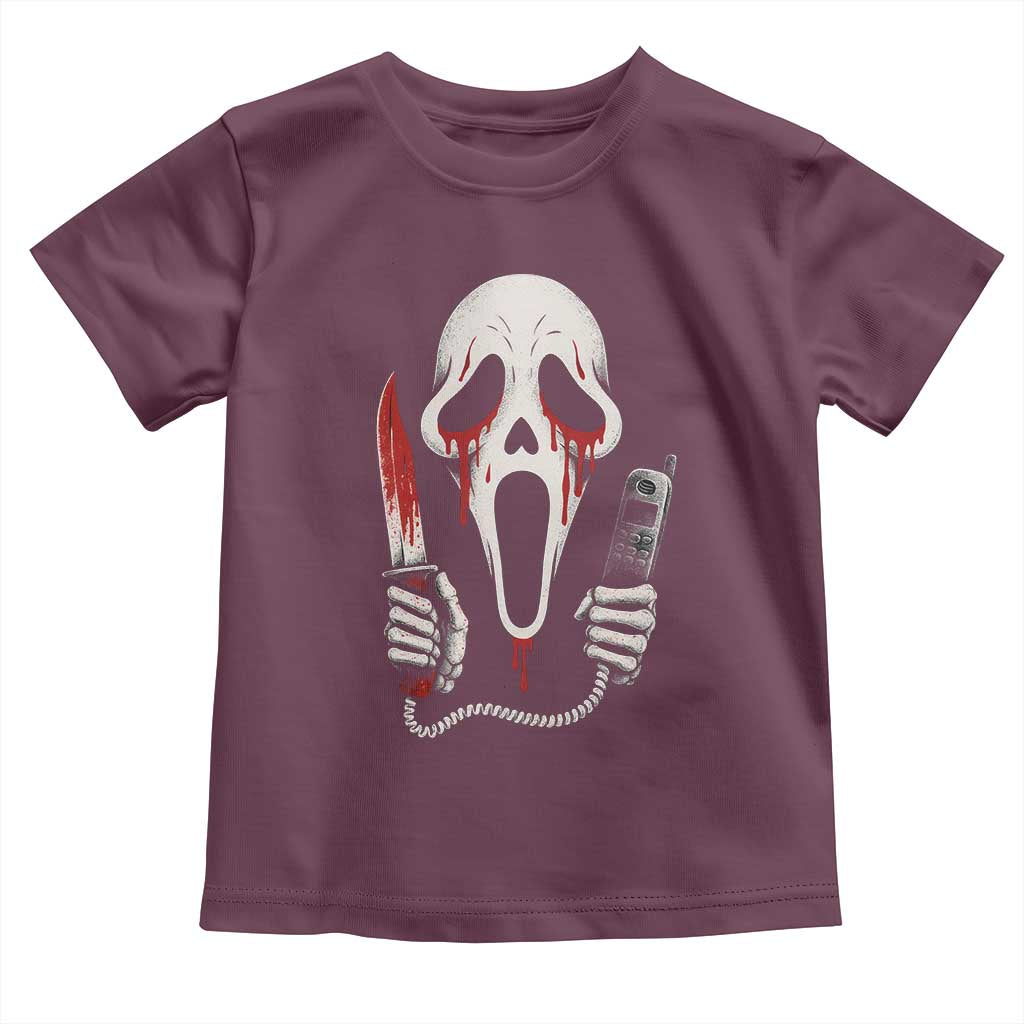 Funny Halloween Scary Face Ghost Toddler T Shirt Horror Slasher Bloody Knife - Wonder Print Shop