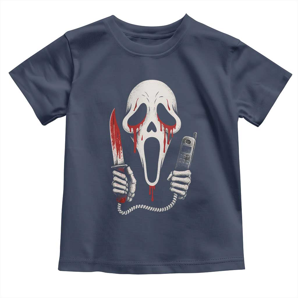 Funny Halloween Scary Face Ghost Toddler T Shirt Horror Slasher Bloody Knife - Wonder Print Shop