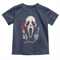Funny Halloween Scary Face Ghost Toddler T Shirt Horror Slasher Bloody Knife - Wonder Print Shop