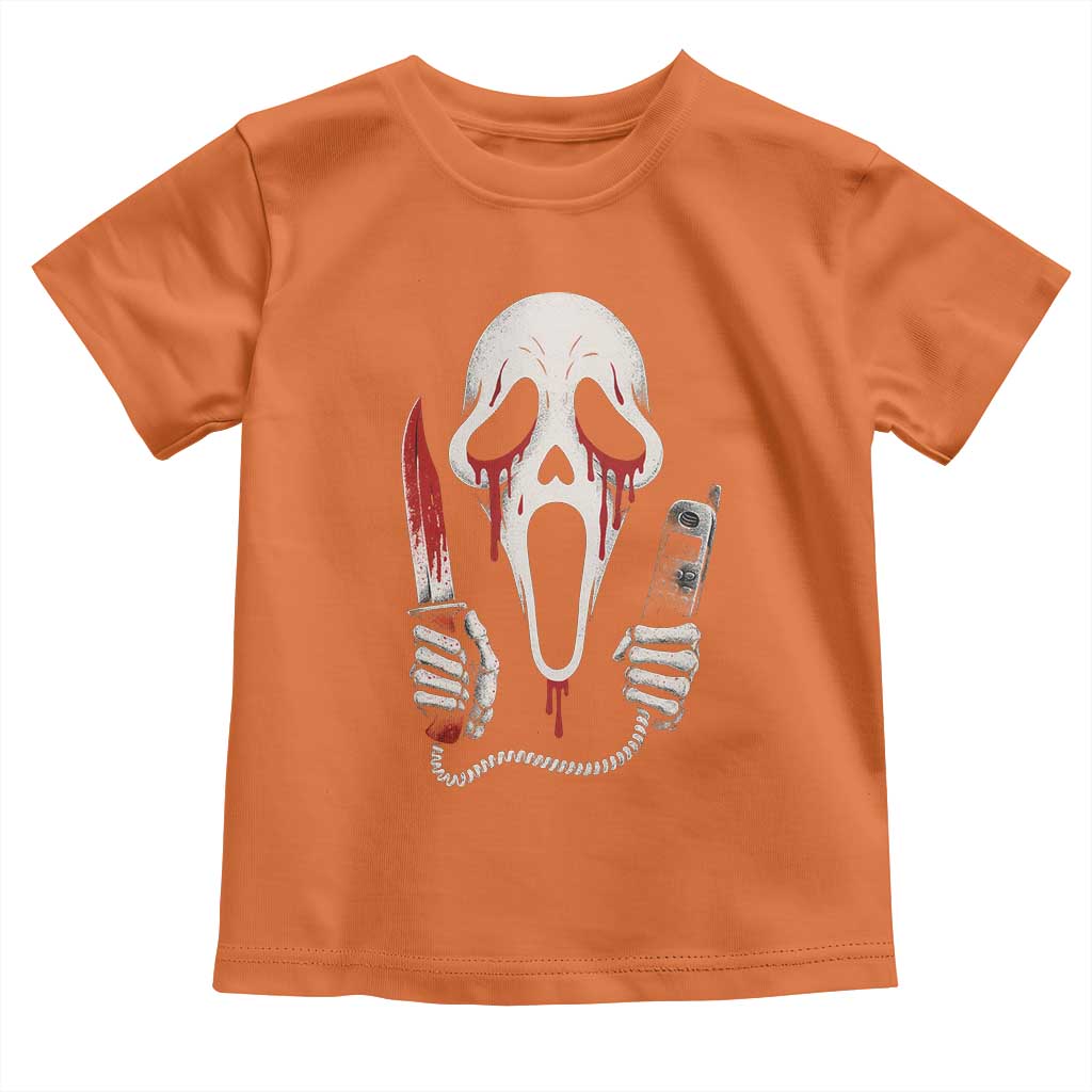 Funny Halloween Scary Face Ghost Toddler T Shirt Horror Slasher Bloody Knife - Wonder Print Shop
