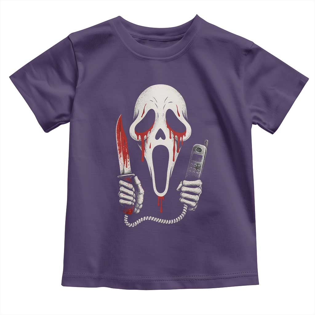 Funny Halloween Scary Face Ghost Toddler T Shirt Horror Slasher Bloody Knife - Wonder Print Shop