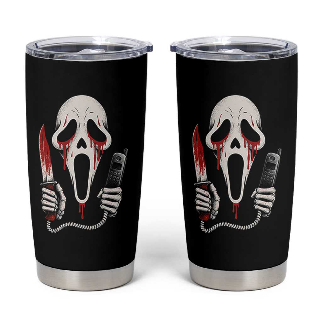 Funny Halloween Scary Face Ghost Tumbler Cup Horror Slasher Bloody Knife - Wonder Print Shop