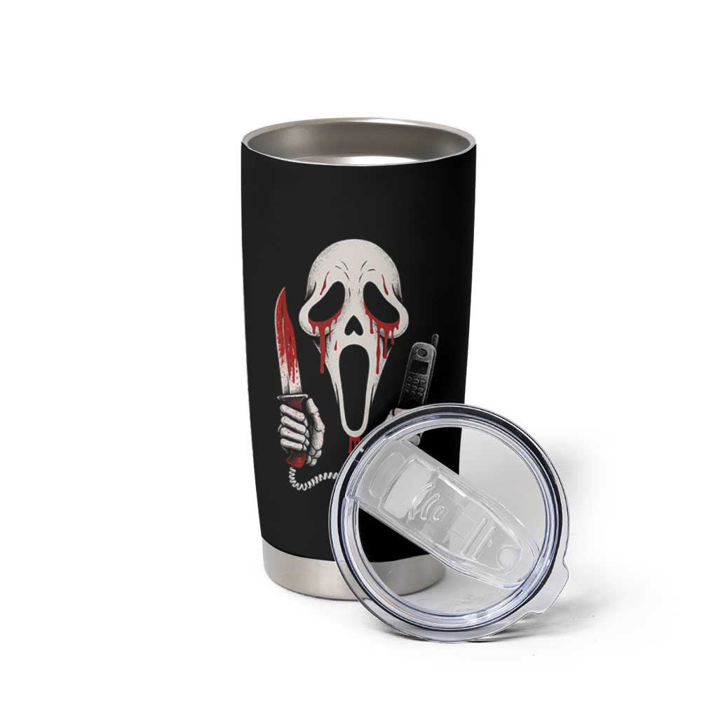 Funny Halloween Scary Face Ghost Tumbler Cup Horror Slasher Bloody Knife - Wonder Print Shop